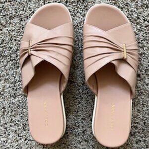 Cole Haan Pink Aubree Grand Ruched Leather Slide Sandals.  Size 7.5